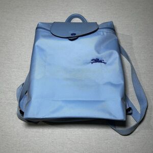 Longchamp le Pliage Club Nylon Backpack In Light Blue Corners Intact Minor Wear